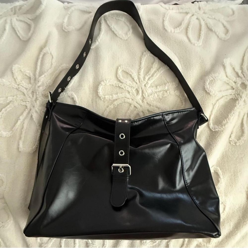 H&M Glossy Black Shoulder Bag